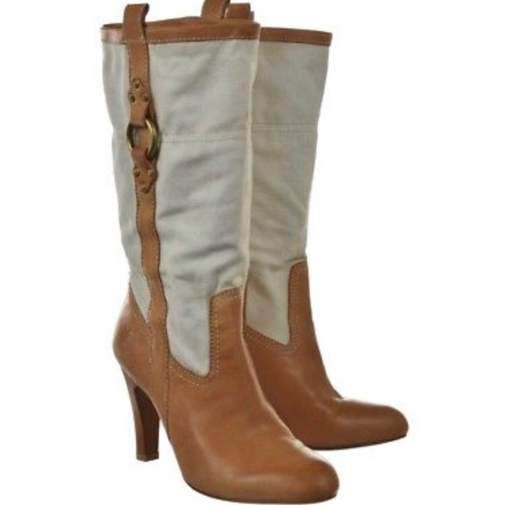 Frye Ava Canvas/Leather Mid-Calf Boots